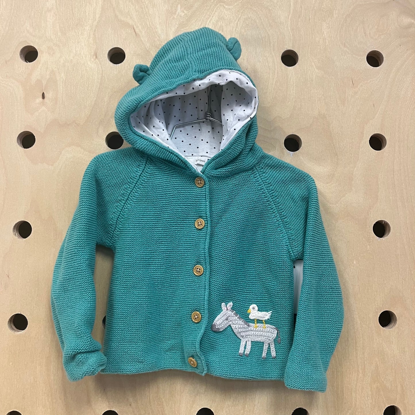 Teal Horse & Bird Button Sweater