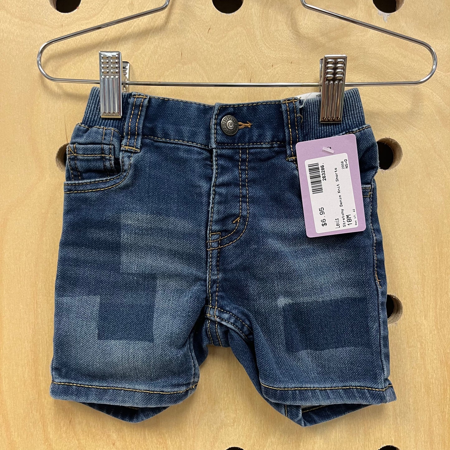 Stretchy Denim Knit Shorts