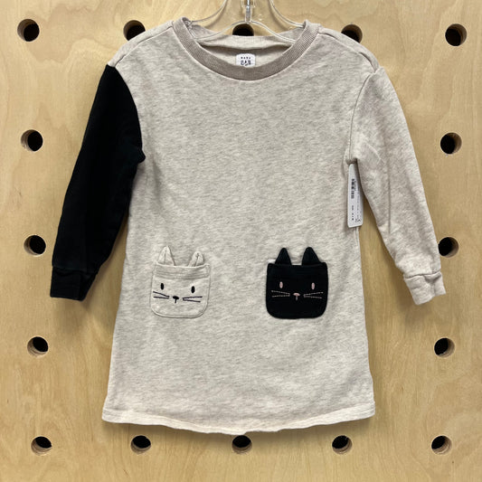 Black + Grey Kitty Dress