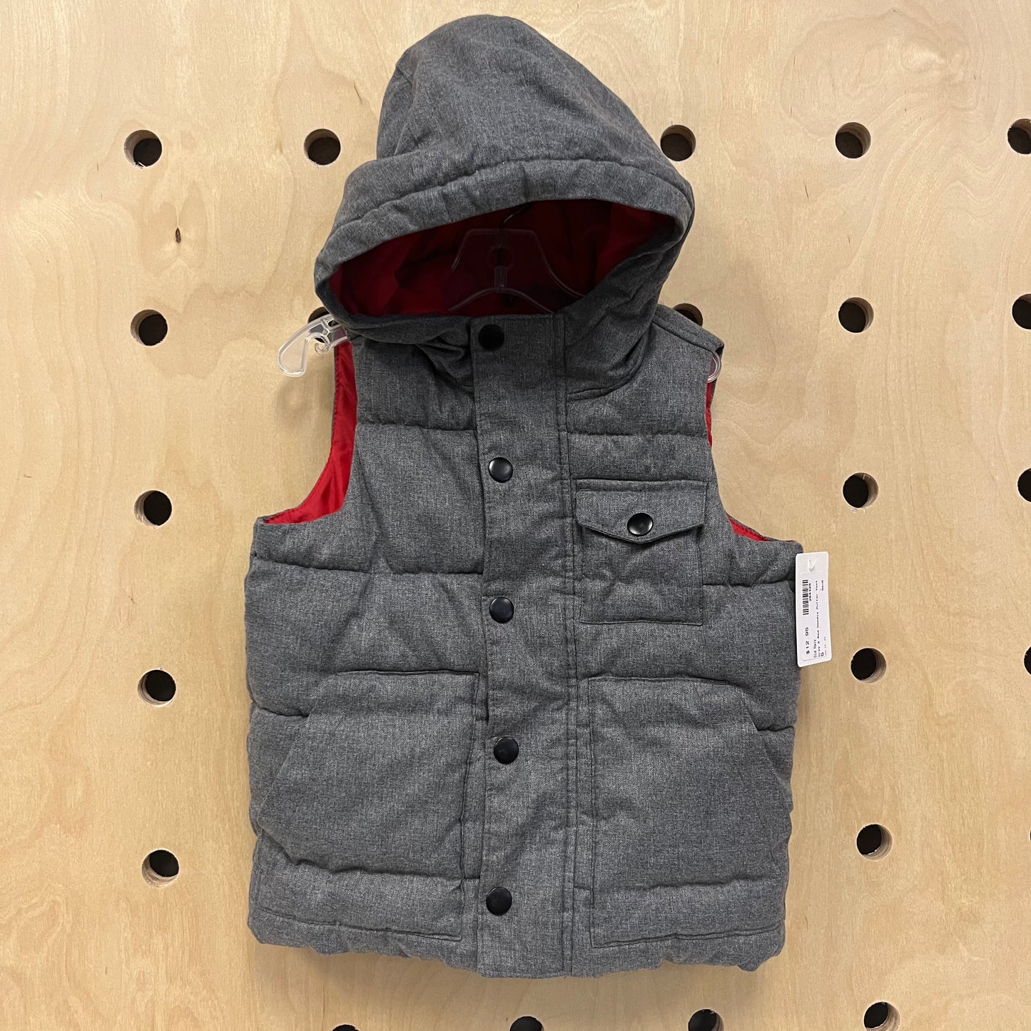 Grey & Red Hoodie Puffer Vest