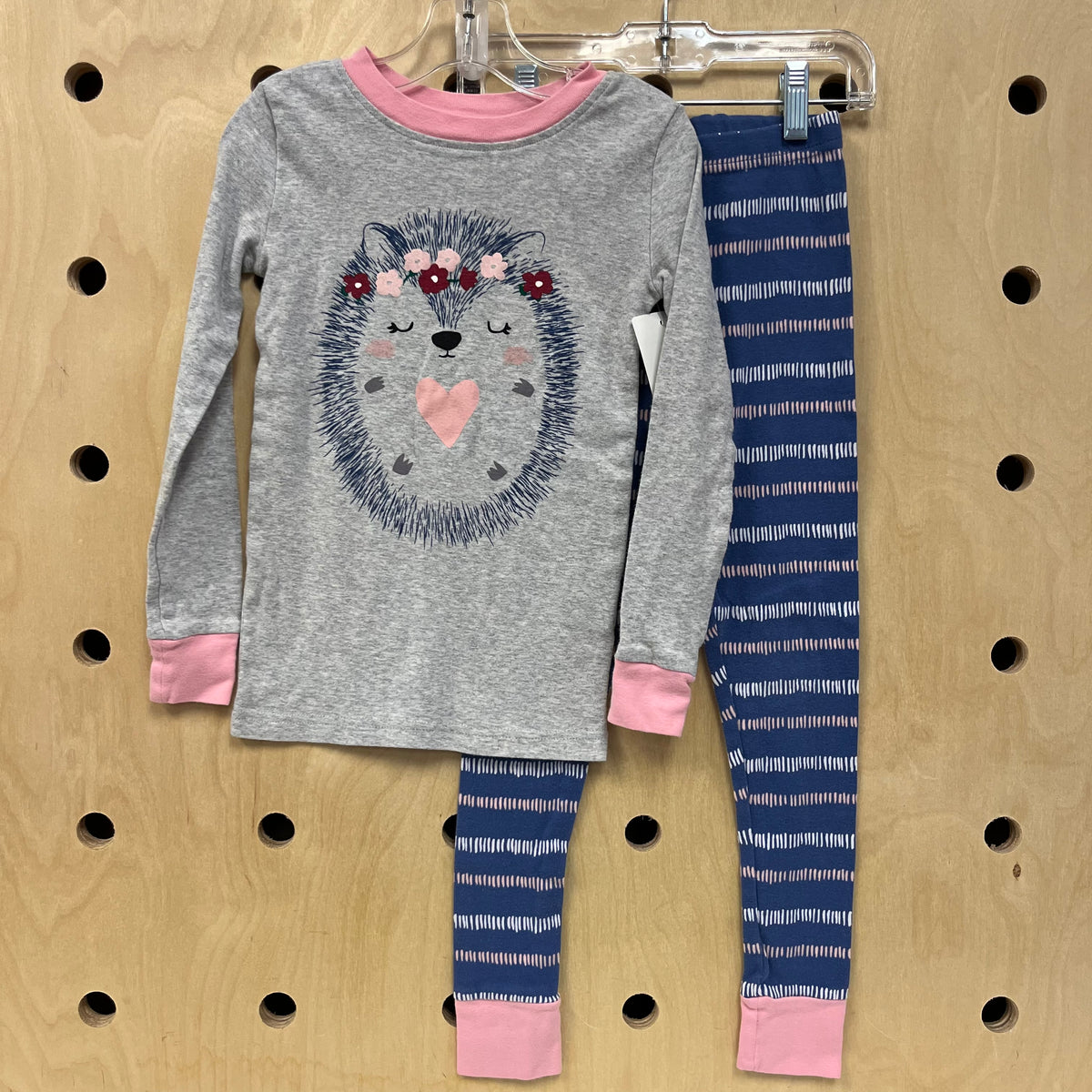 Grey+Pink Hedgehog Pajamas