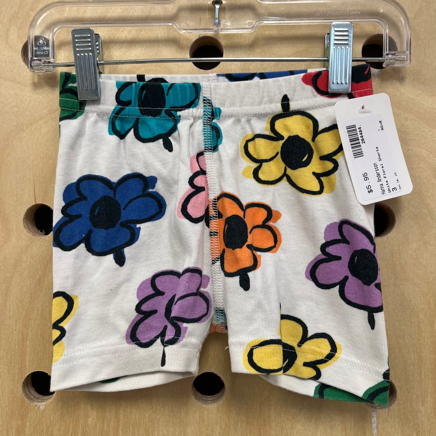 White Floral Shorts