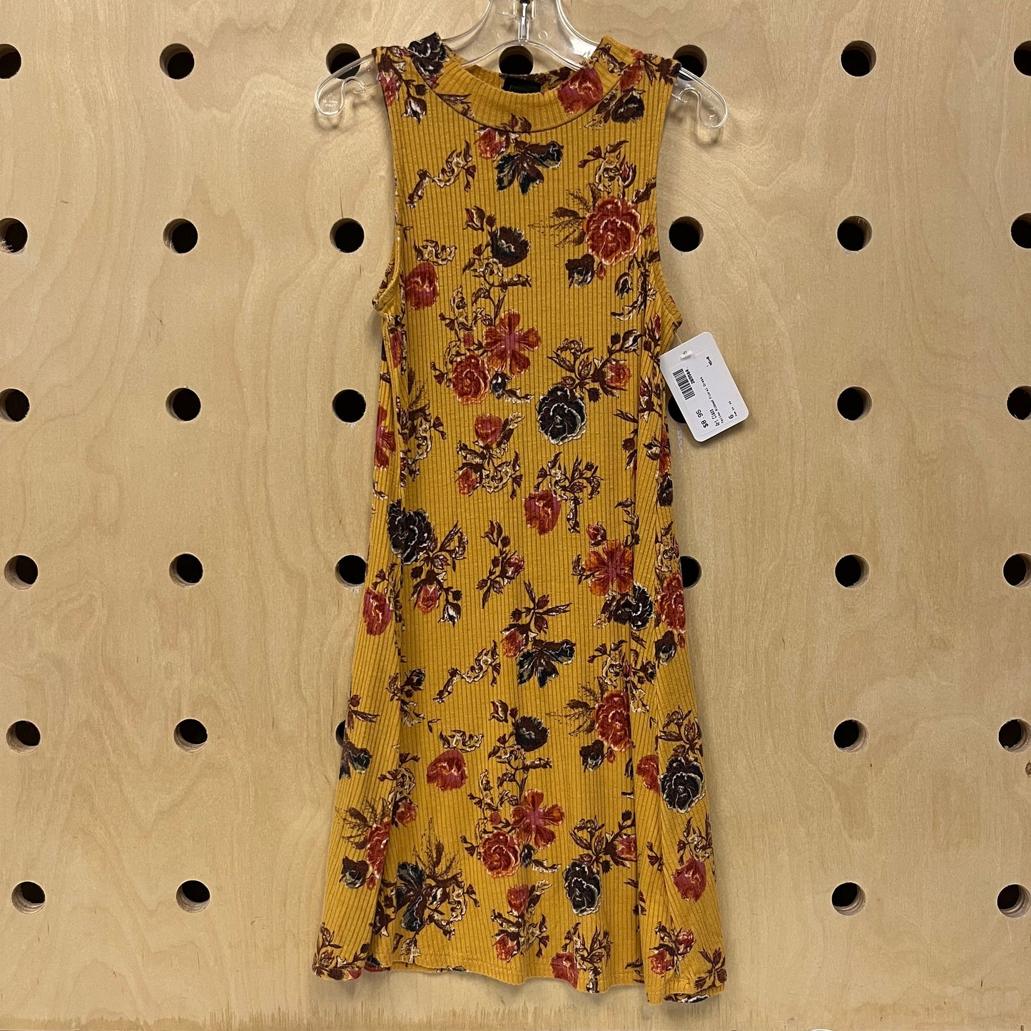 Yellow Ribbed Floral Dress
