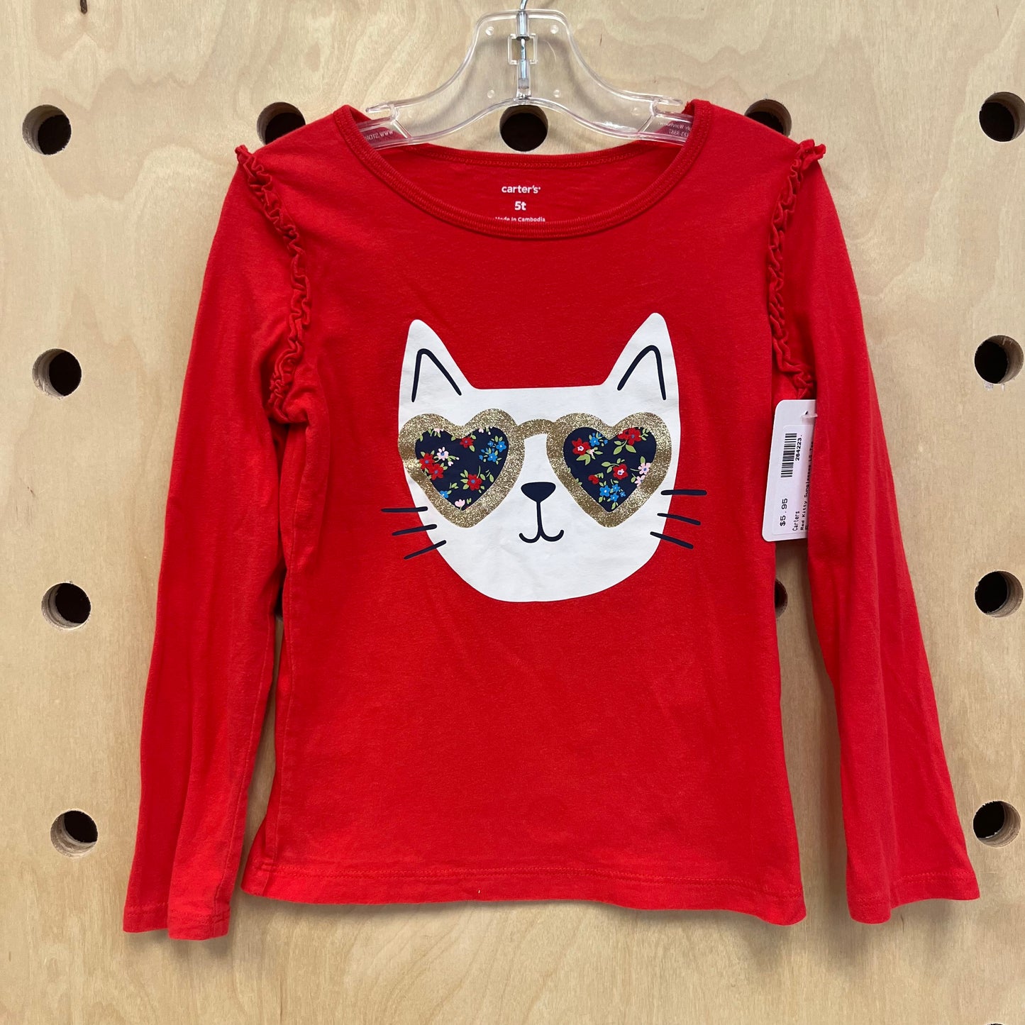 Red Kitty Sunglasses LS Tee