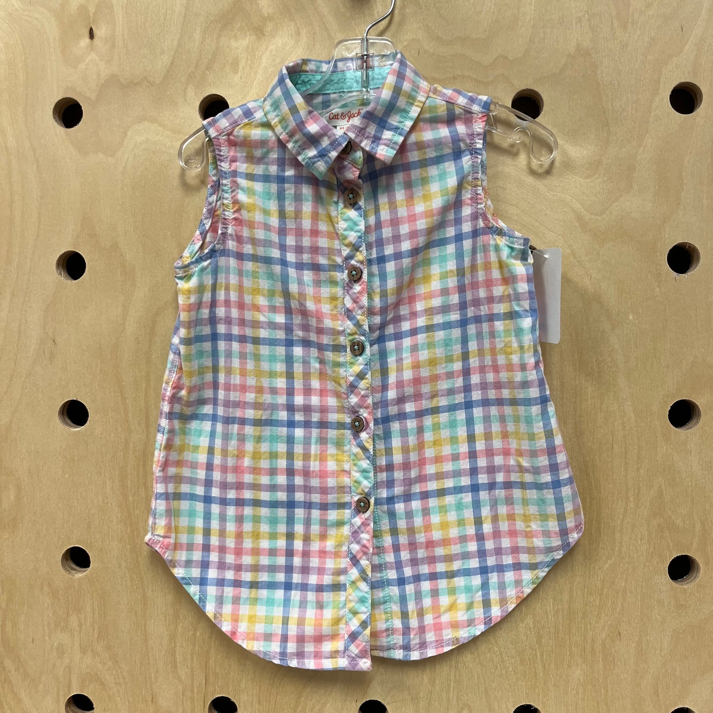 Pastel Plaid Button Up Top