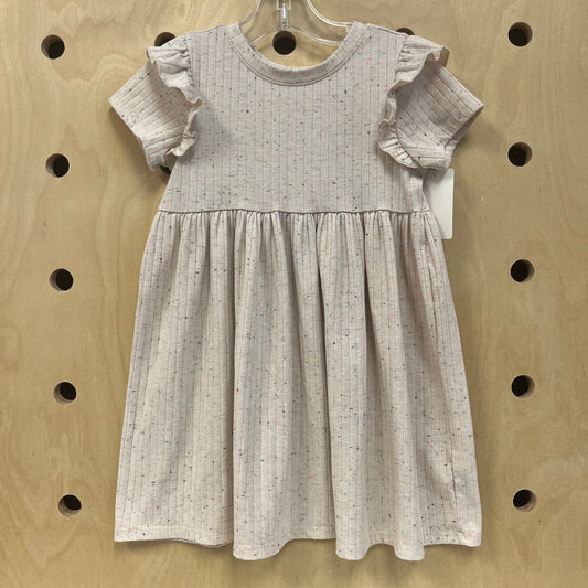 Cream Speckled Ribbed Dress