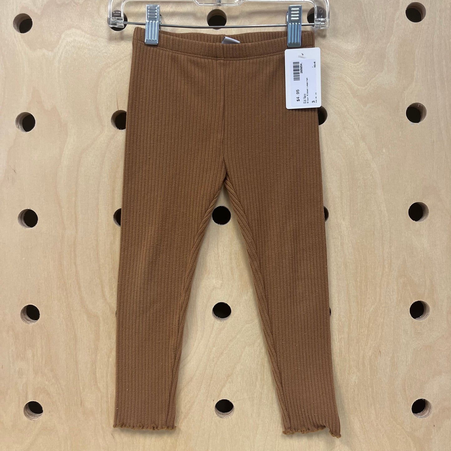 Brown Ribbed Leggings