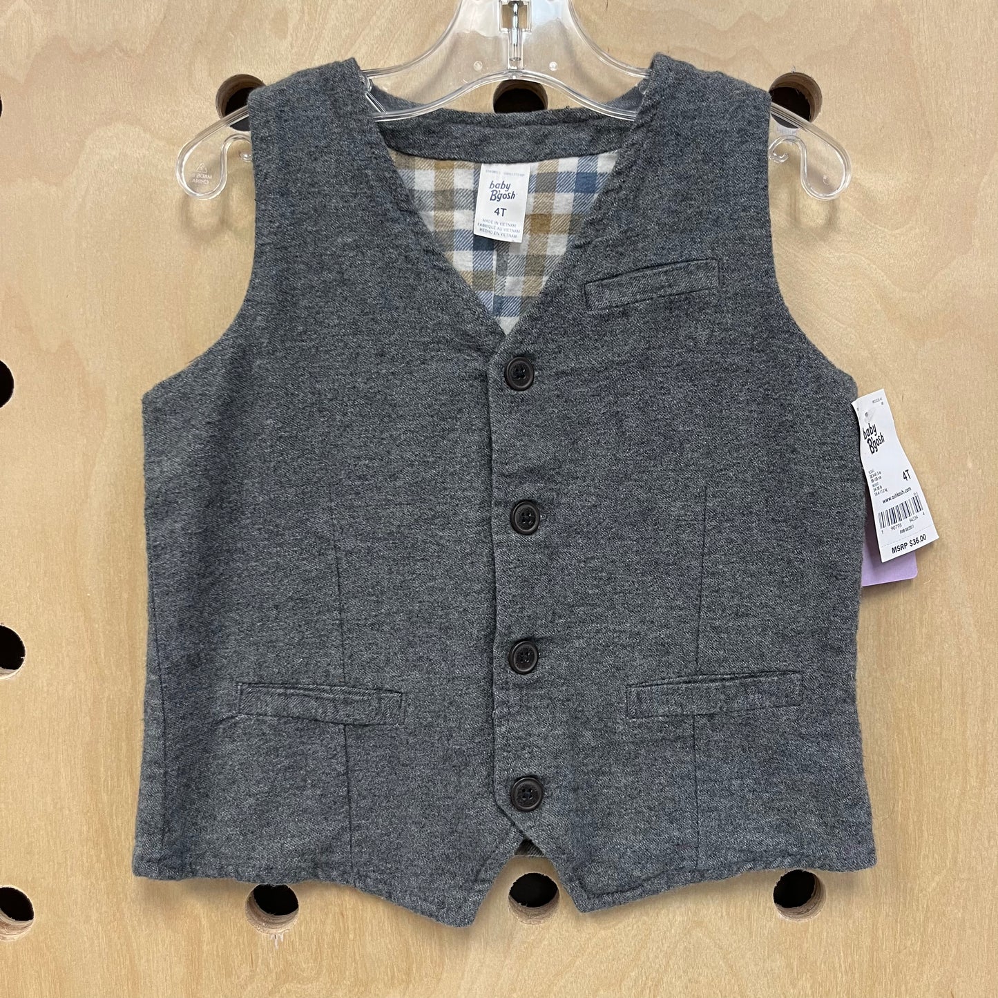 Grey Flannel Lined Vest NEW!