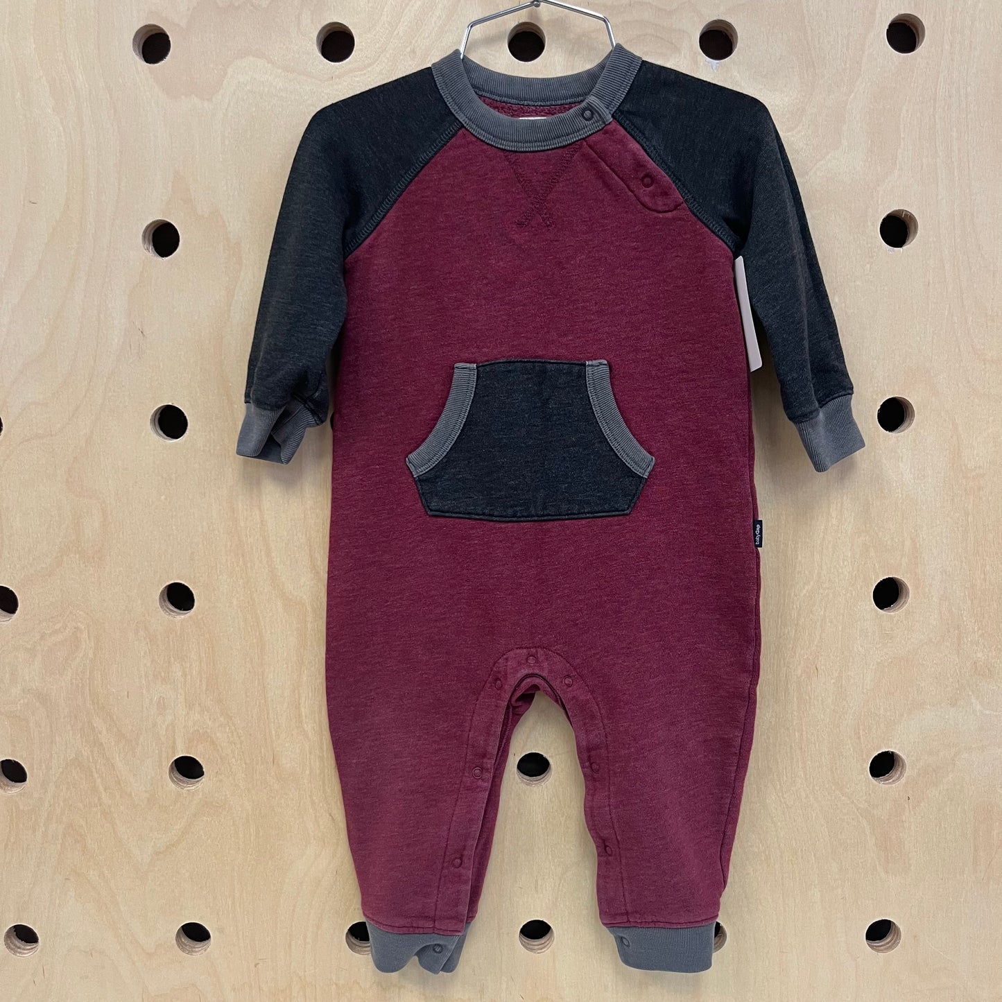 Burgundy + Grey Long Romper