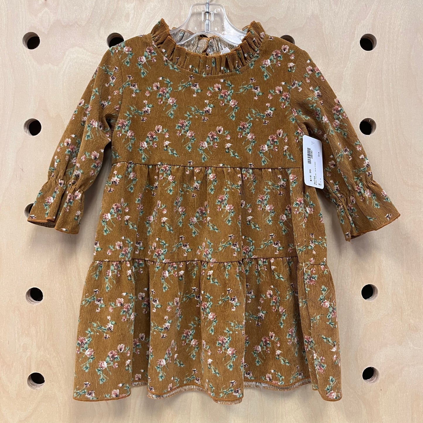 Brown Floral Cord Dress