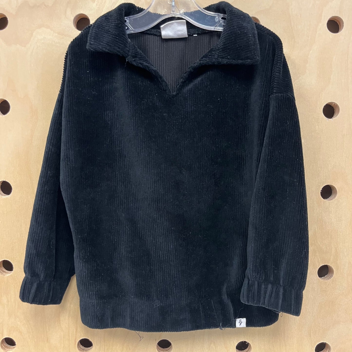 Black Velour Ribbed Top