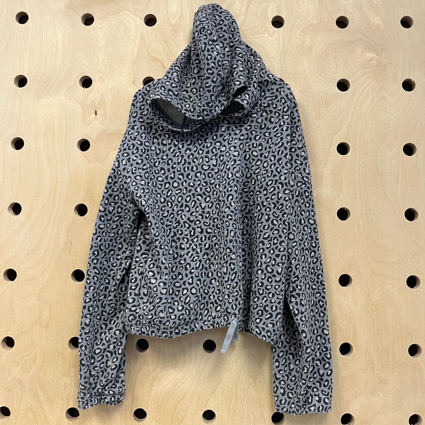 Grey Leopard Cropped Hoodie