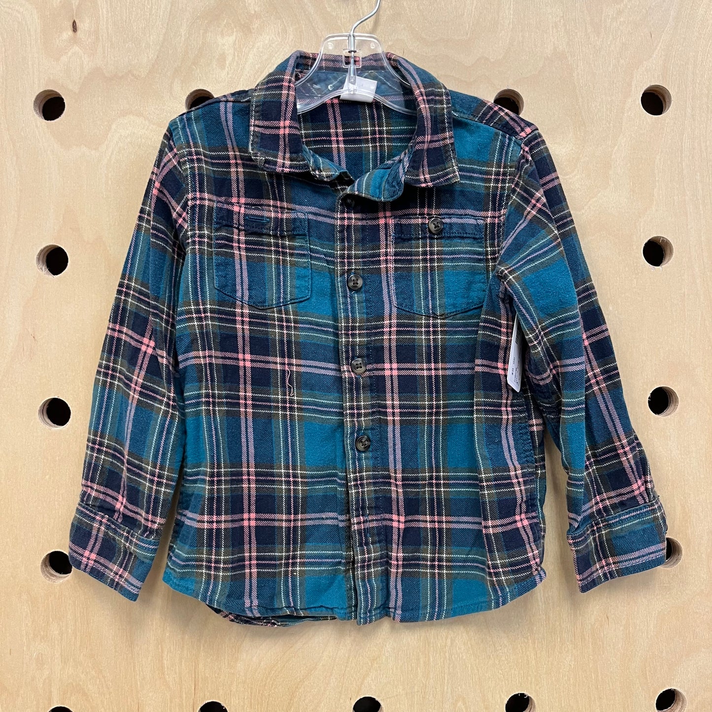 Teal + Pink Plaid Flannel