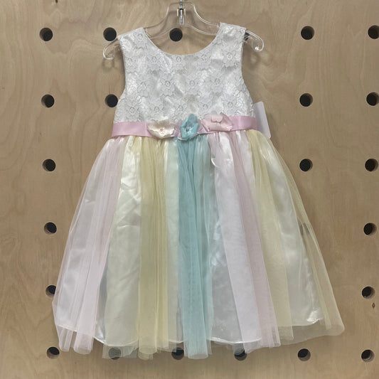 Cream Rainbow Tulle Dress