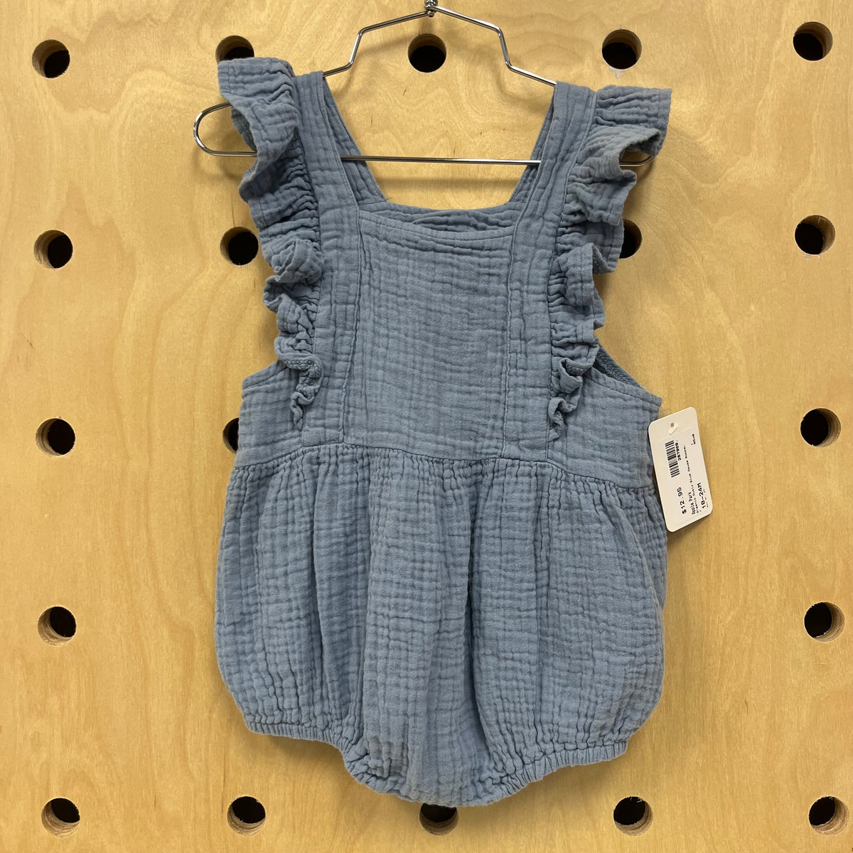 Organic Dusty Blue Gauze Romper