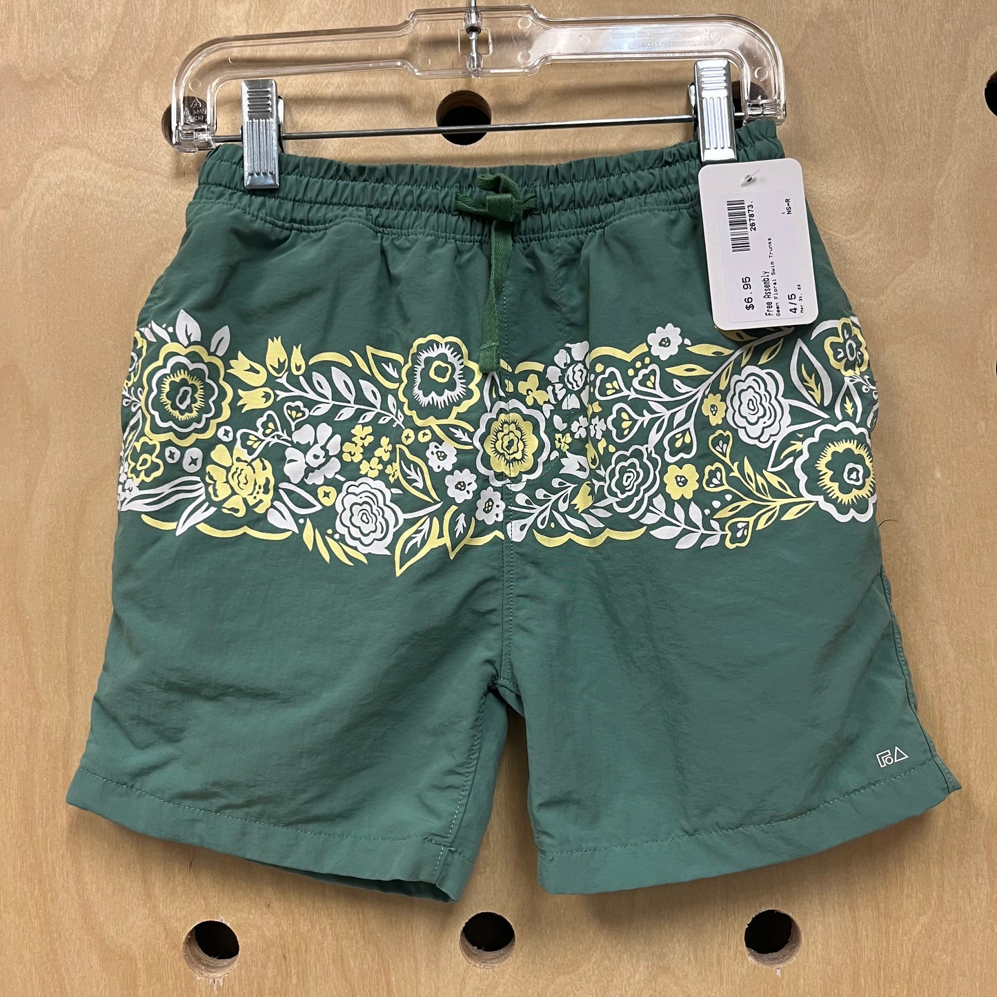 Green Floral Swim Trunks