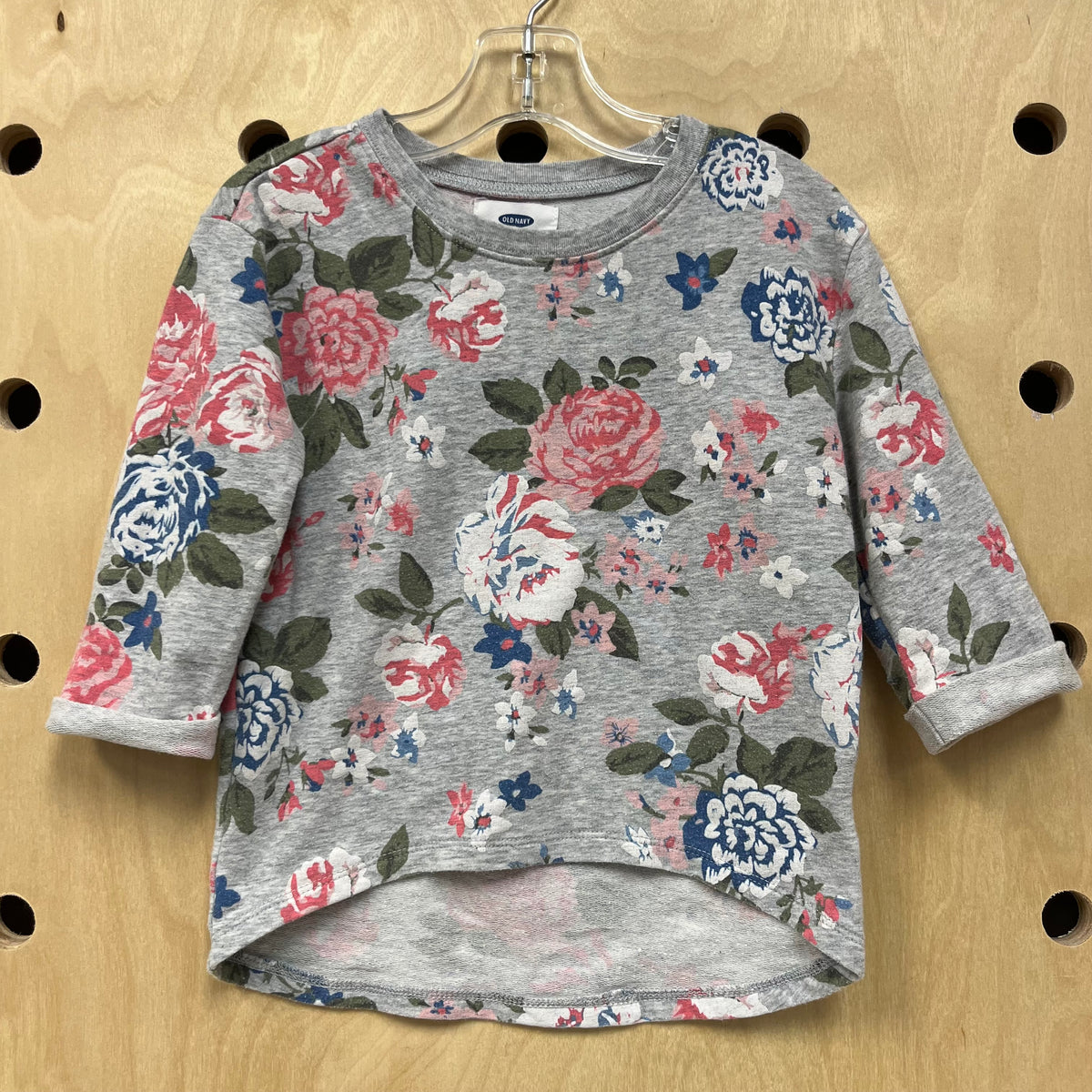 Grey Floral LS Top