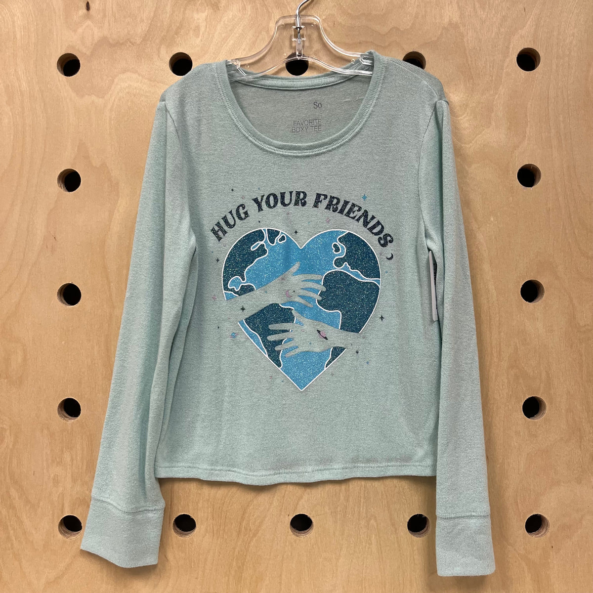 Mint Hug Your Friends LS Knit Top