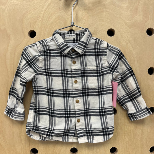 Cream & Black Plaid Flannel