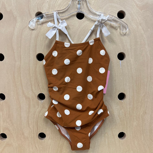Brown Polka Dot Swimsuit