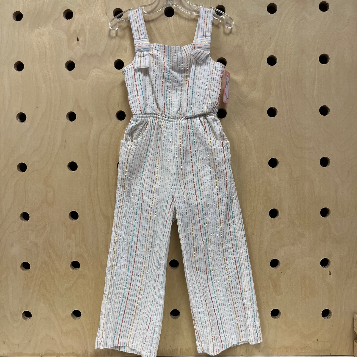Cream Metallic Striped Jumpsuit