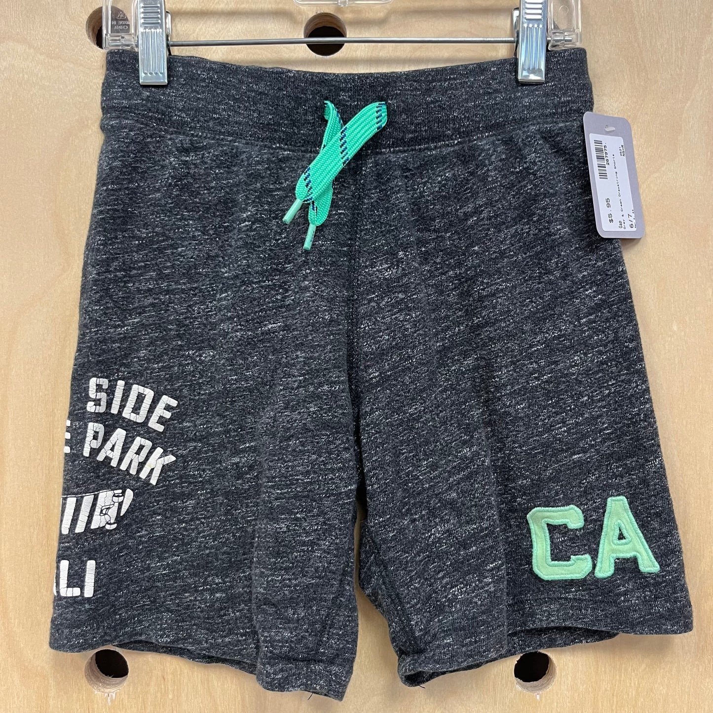 Grey & Green Drawstring Shorts