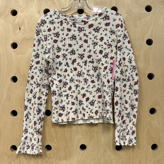 Cream Floral Ribbed Top