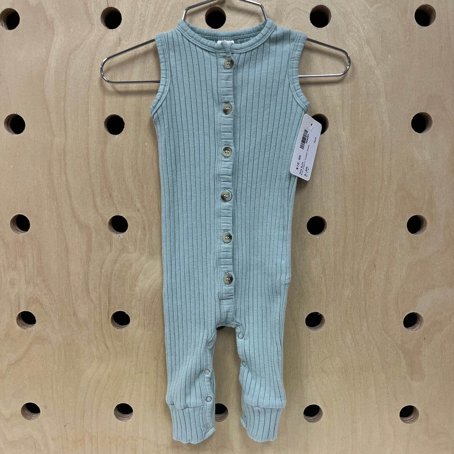 Blue Organic Ribbed Romper