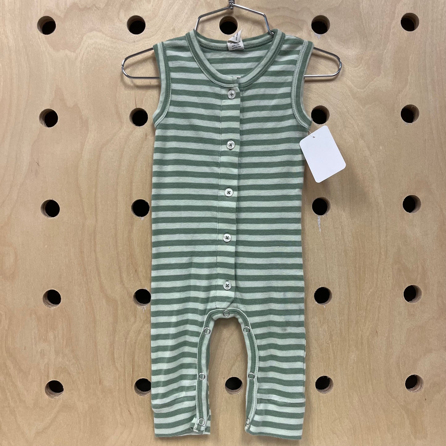 Green Striped Organic Romper