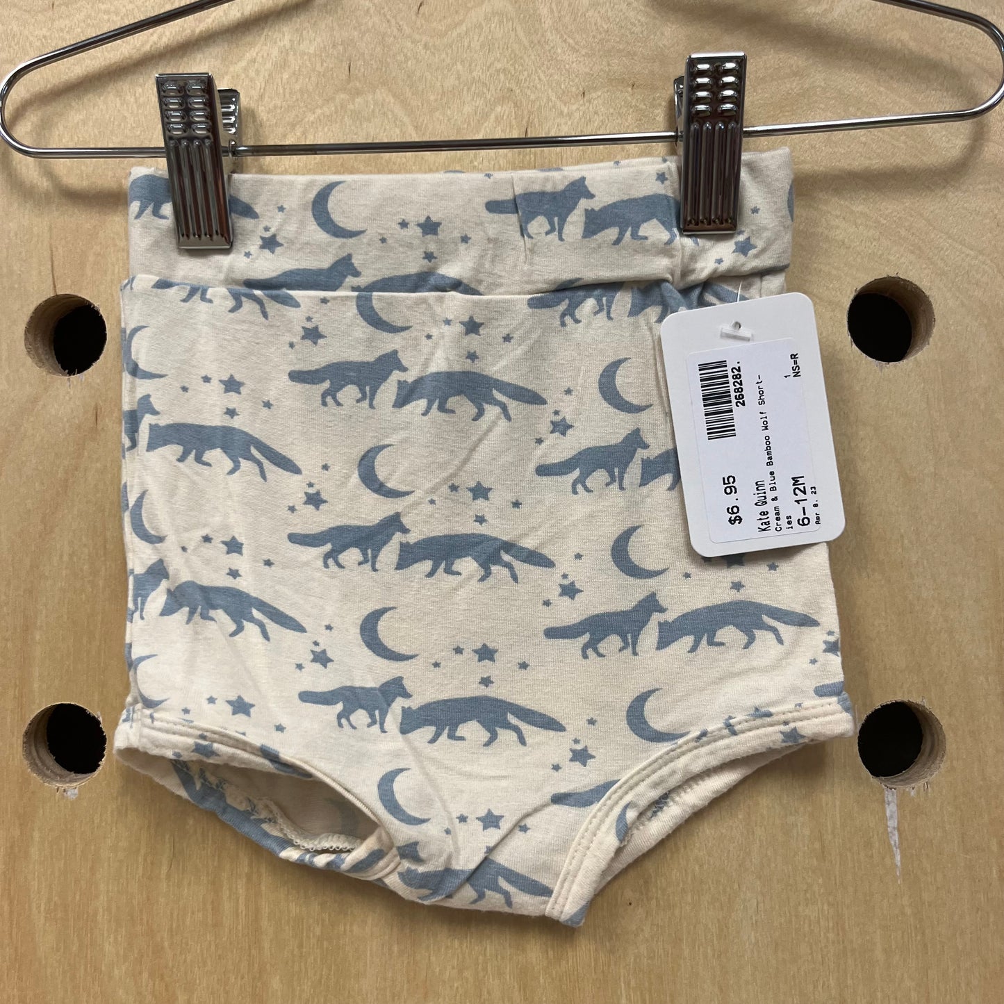 Cream & Blue Bamboo Wolf Shorties