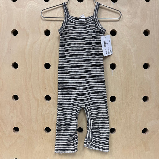 Beige & Black Organic Ribbed Romper