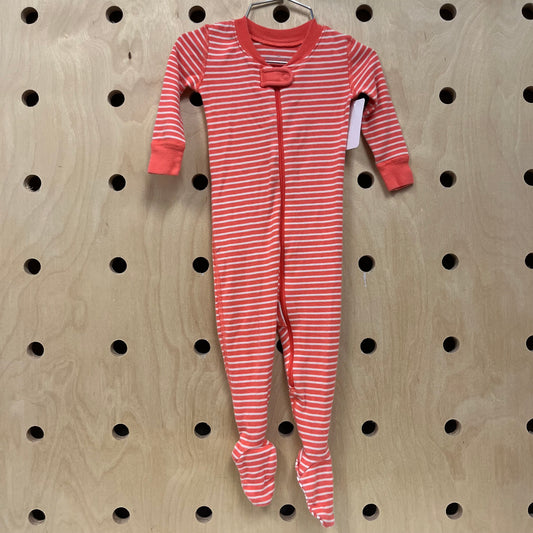 Coral & Cream Striped Footies