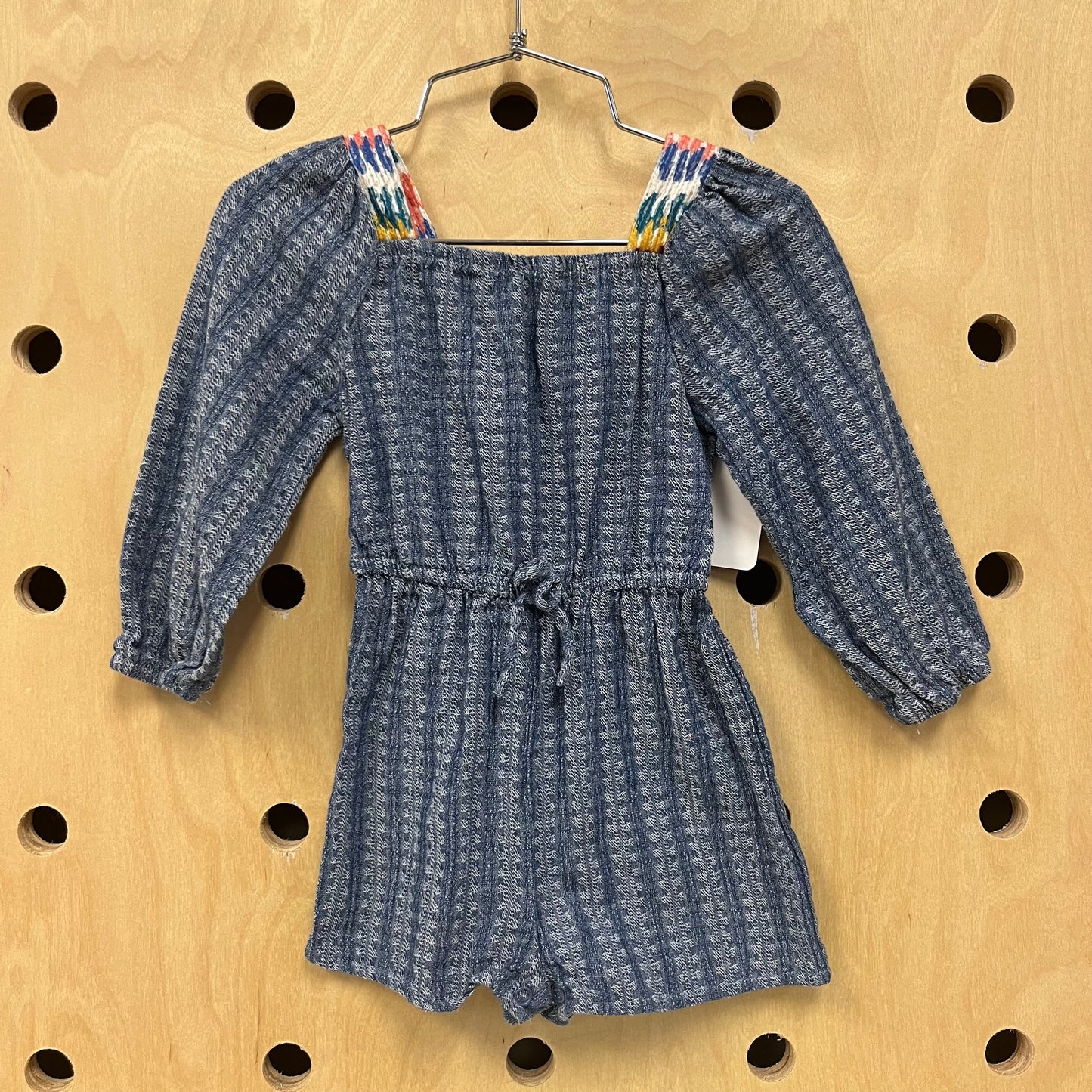 Blue Long Sleeve Shorts Romper