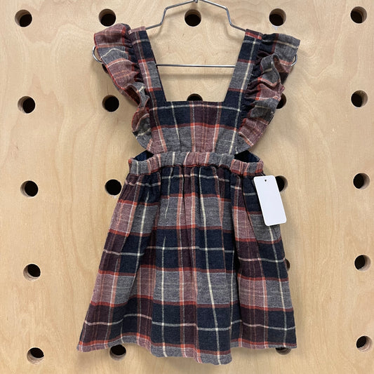 Purple & Blue Plaid Pinafore Dress