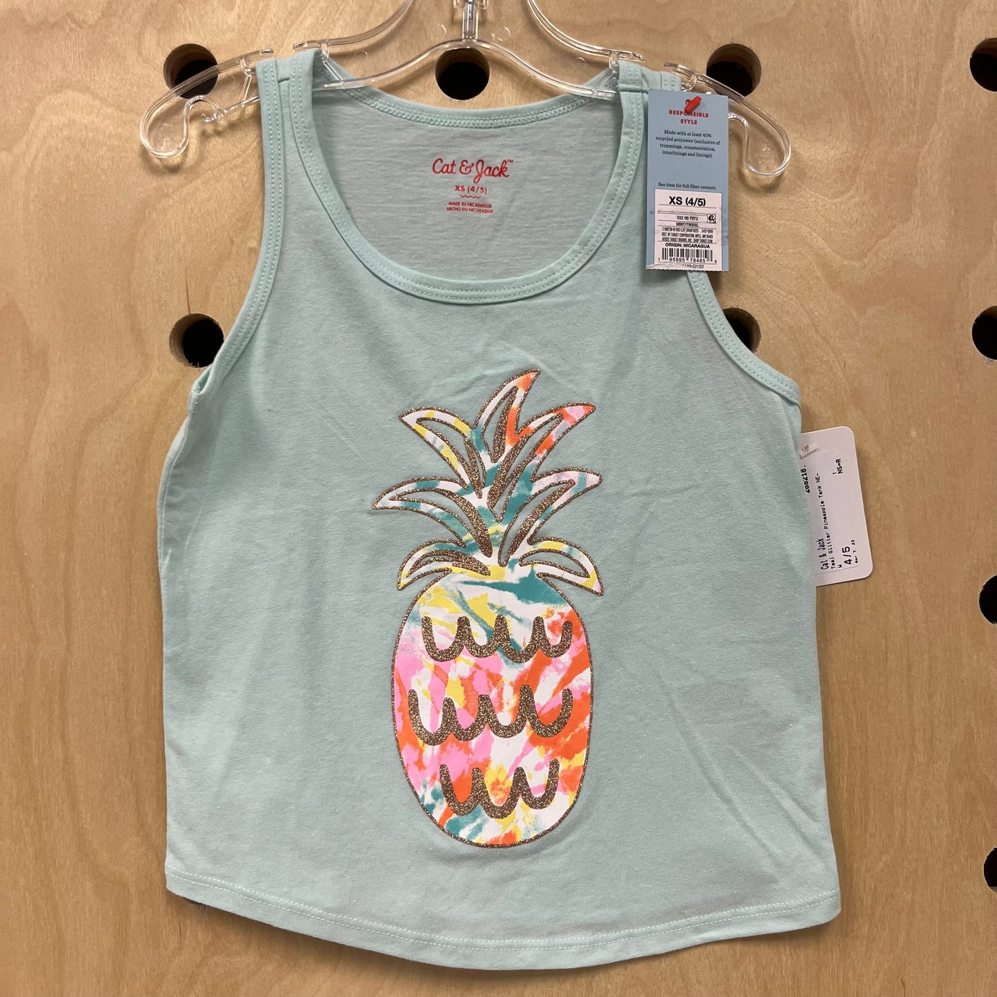 Teal Glitter Pineapple Tank NEW
