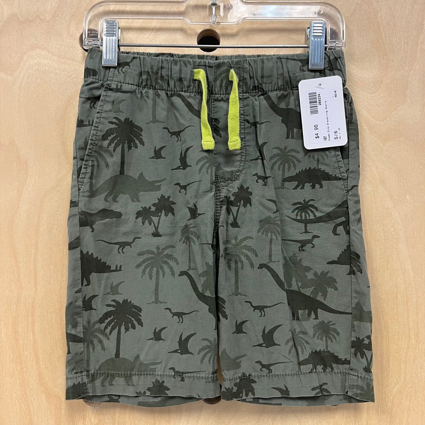 Green Dino Drawstring Shorts
