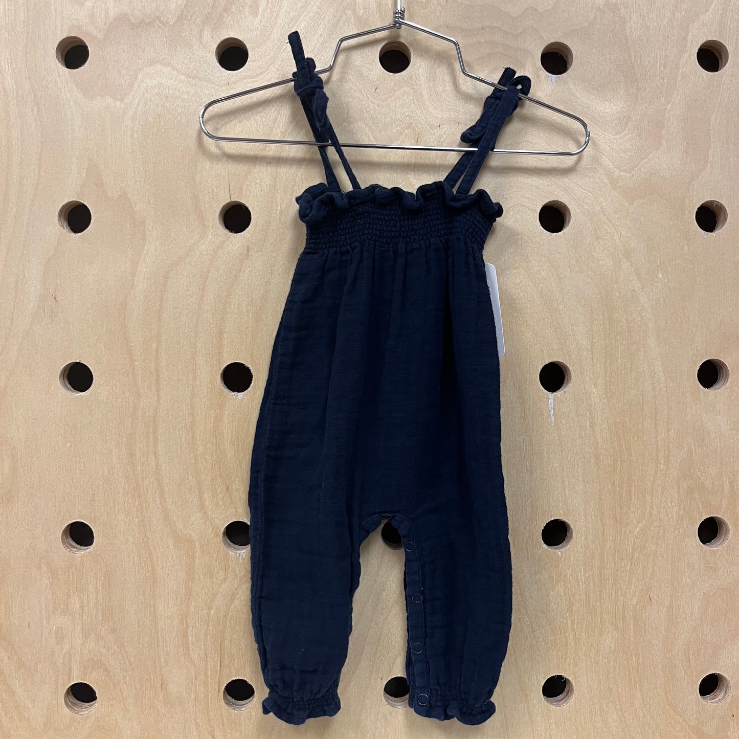 Navy Smocked Romper