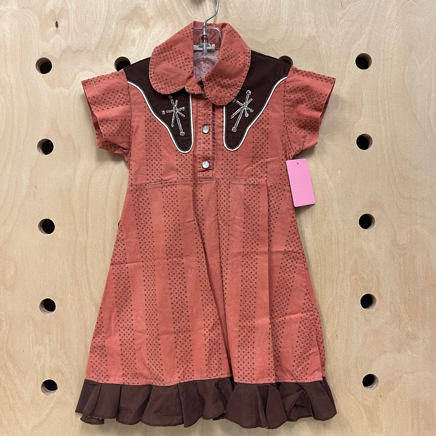Coral & Brown Cowgirl Dress