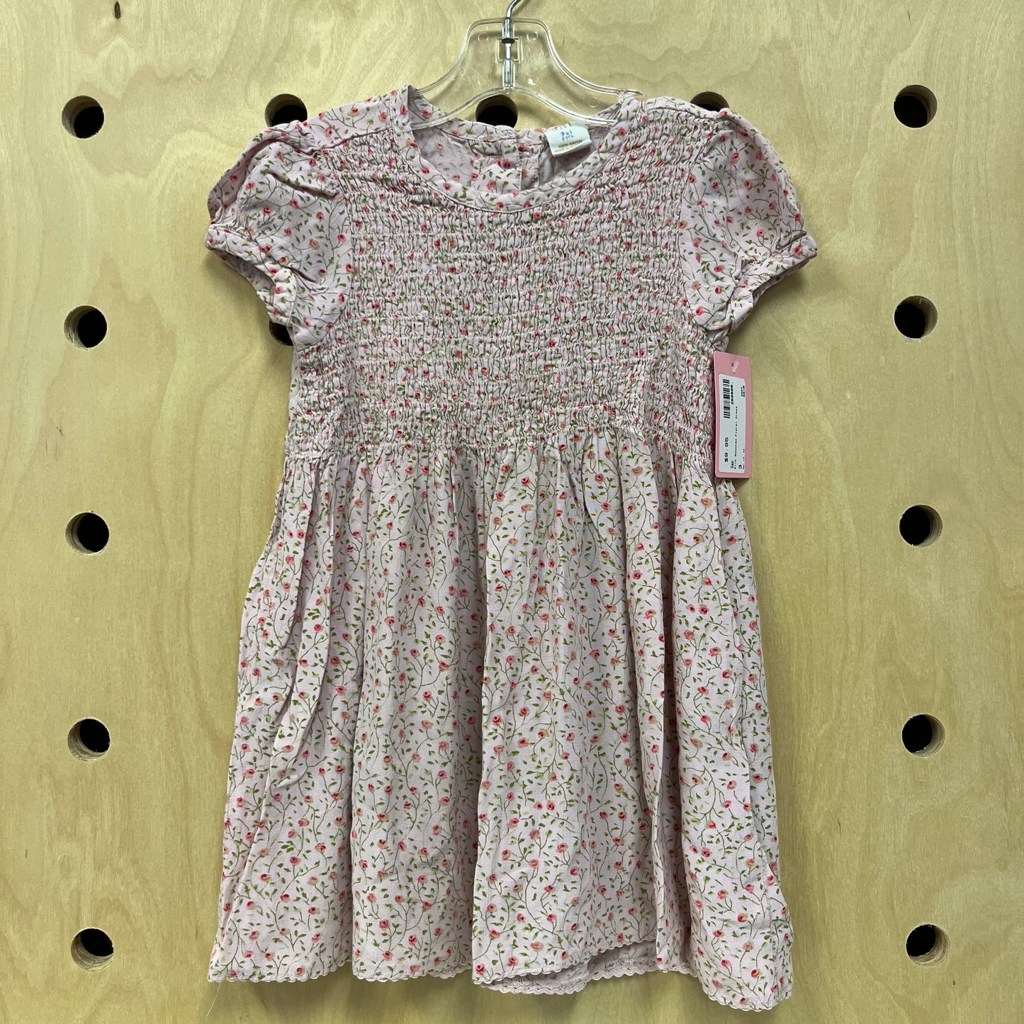 Pink Smocked Floral Dress