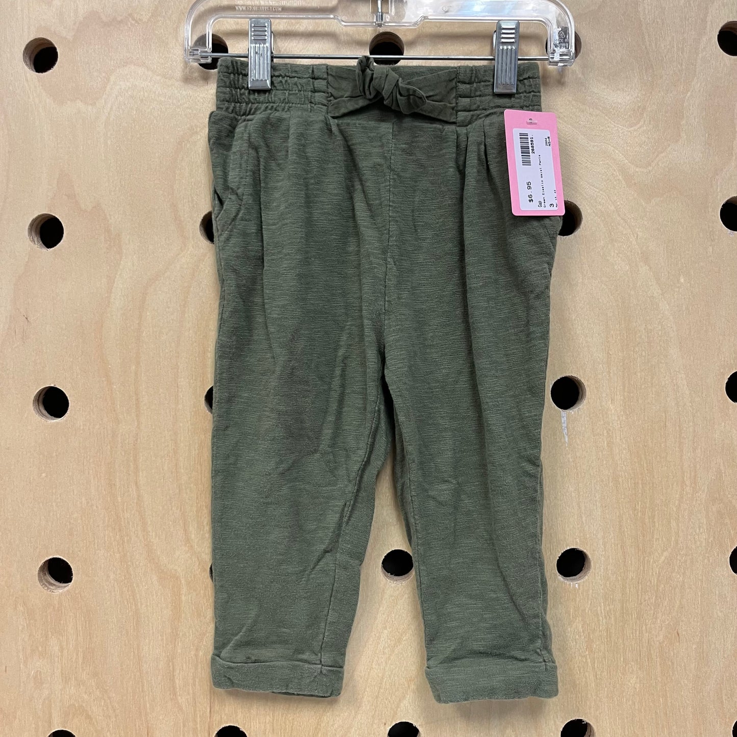Green Elastic Waist Pants