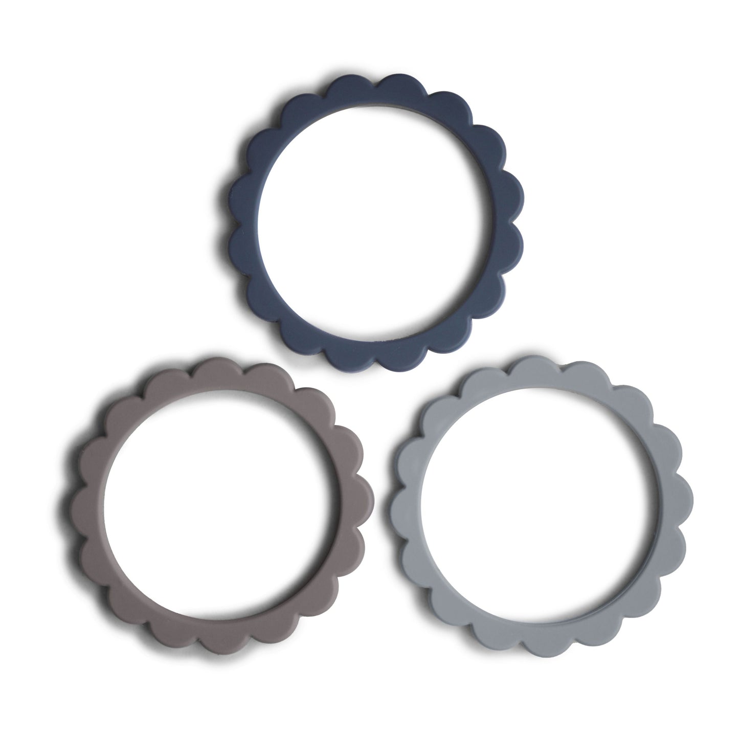 Flower Teething Bracelets - Steel/Dove Grey/ Stone