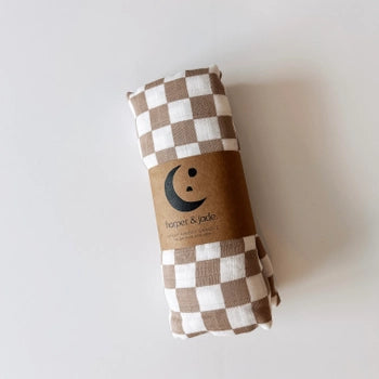 Bamboo Swaddle Taupe Checkered