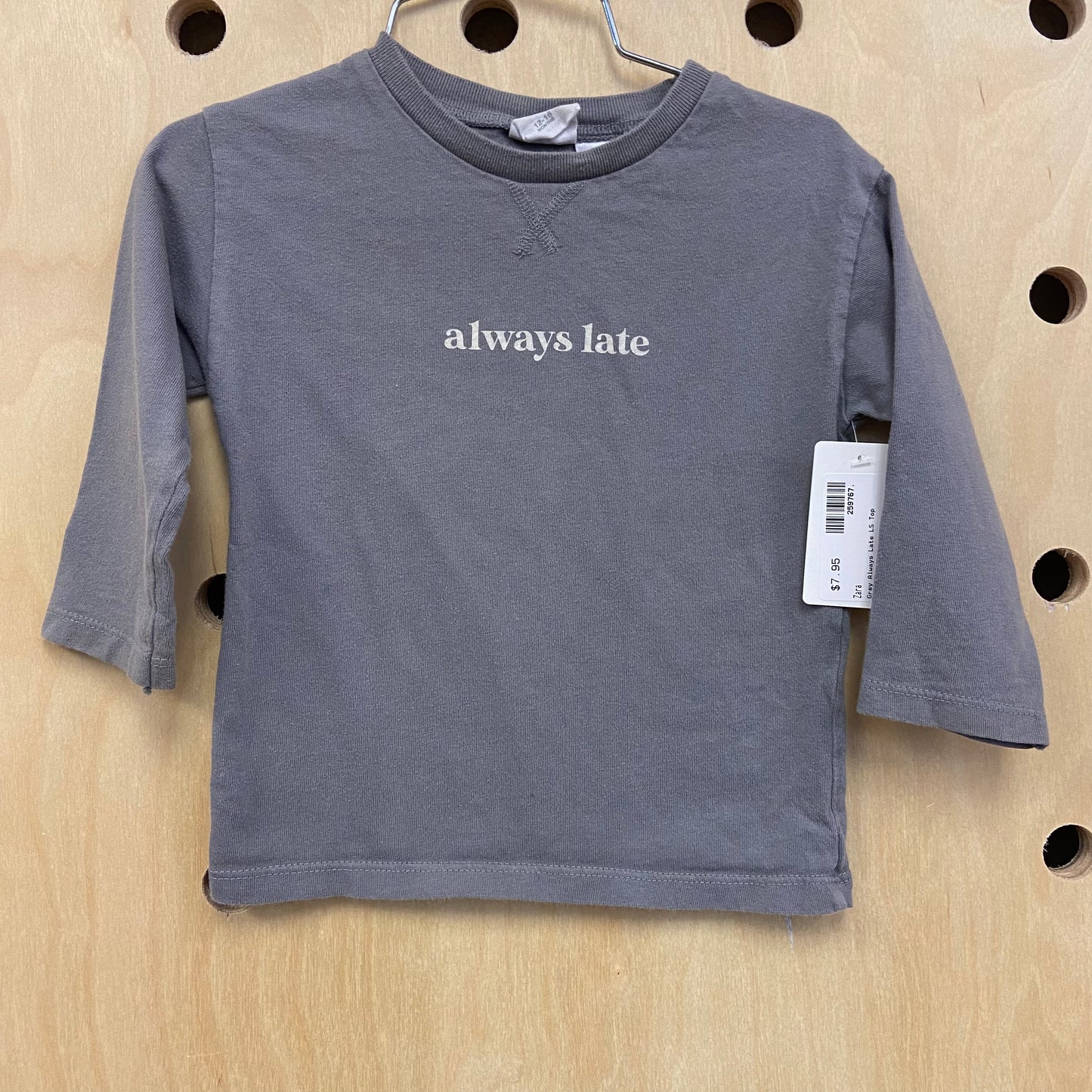 Grey Always Late LS Top