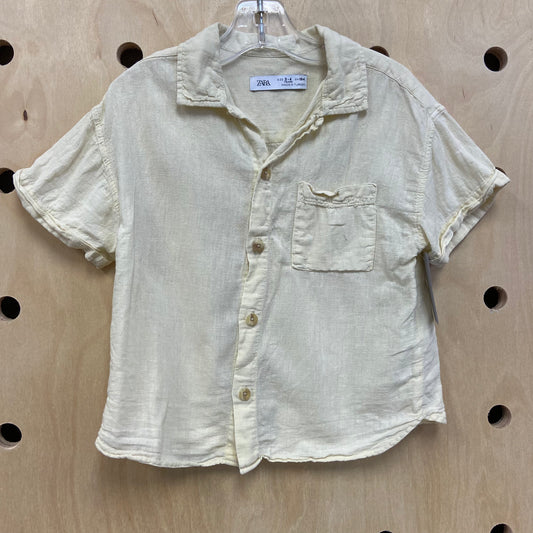 Pale Yellow Linen Blend Shirt