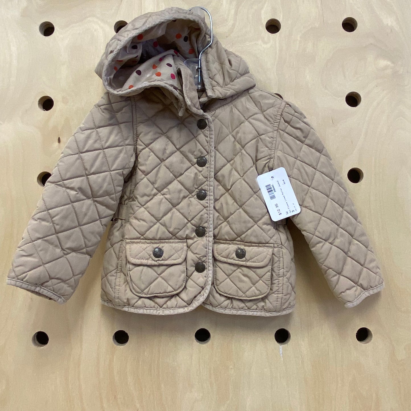 Tan Fleece Lined Puffer Jacket