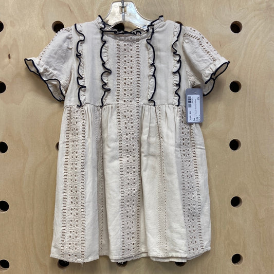 Cream + Black Ruffle Dress