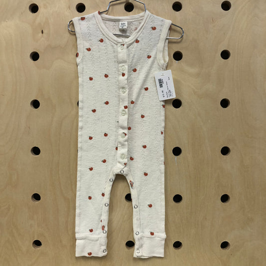 Cream Knit Apples Romper