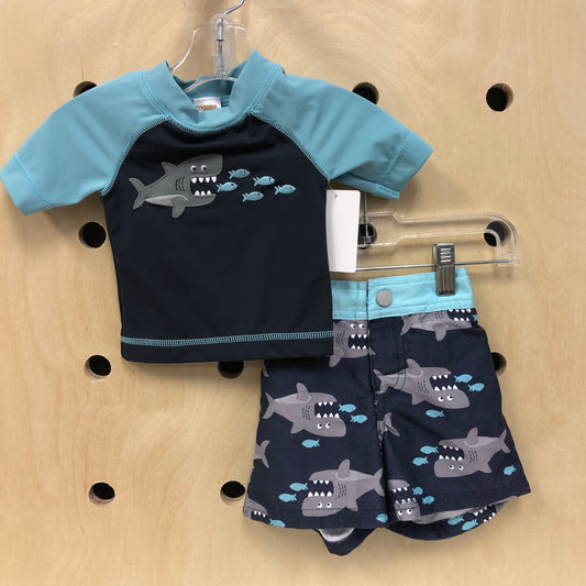 Embroidered Shark Swim Set