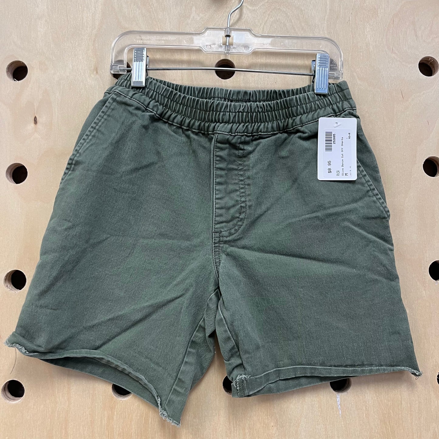 Olive Denim Cut Off Shorts