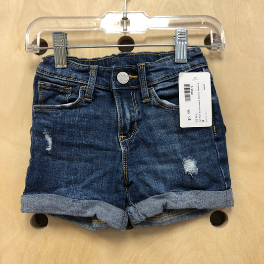 Cuffed Distressed Denim Shorts